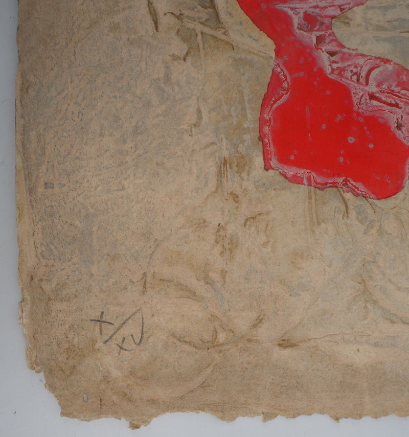 Pierre-Marie BRISSON : Mona Lisa, La Joconde rouge, Gravure originale (photo de détail 4) - Crédit photo : Galerie Art.Paris