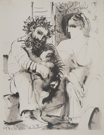 Pablo PICASSO : Le famille antique, Lithographie originale (vue générale) - Crédit photo : Galerie Art.Paris