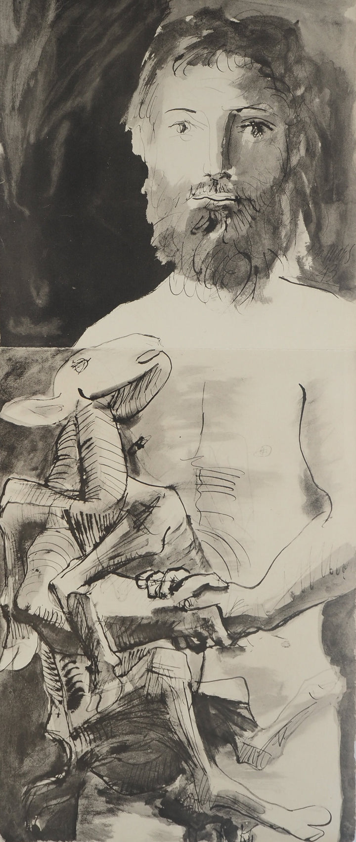 Pablo Picasso、A L'AGNEAU ET PERSONNAGES Pablo PICASSO: Man with Sheep, Original Lithograph – art.paris