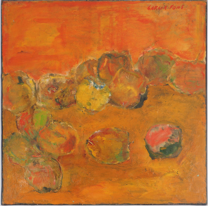 Pierre GARCIA-FONS : Hommage à Cézanne, les Pommes, Huile sur toile signée