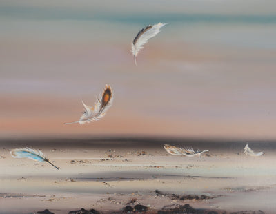 Bernard LOUEDIN : Légèreté, Plumes dans le vent, Tableau original (photo de détail 4) - Crédit photo : Galerie Art.Paris