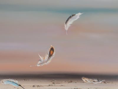 Bernard LOUEDIN : Légèreté, Plumes dans le vent, Tableau original (photo de détail 5) - Crédit photo : Galerie Art.Paris