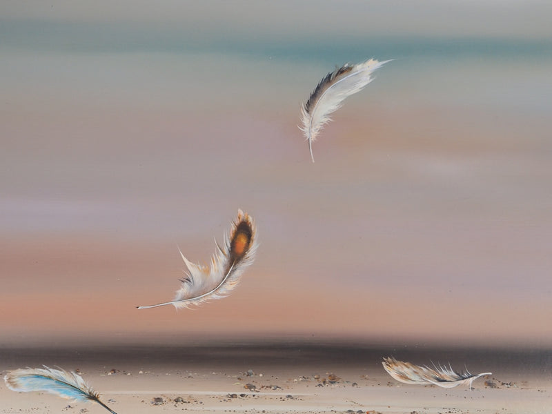 Bernard LOUEDIN : Légèreté, Plumes dans le vent, Tableau original (photo de détail 5) - Crédit photo : Galerie Art.Paris