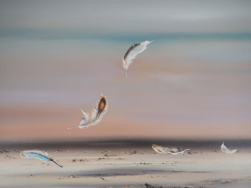 Bernard LOUEDIN : Légèreté, Plumes dans le vent, Tableau original (photo de détail 6) - Crédit photo : Galerie Art.Paris