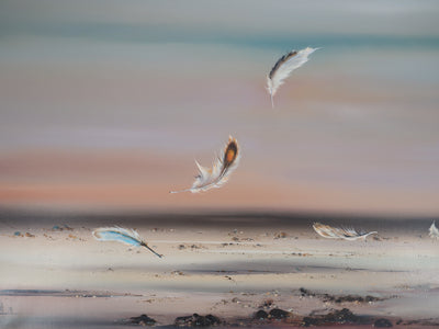 Bernard LOUEDIN : Légèreté, Plumes dans le vent, Tableau original (photo de détail 7) - Crédit photo : Galerie Art.Paris