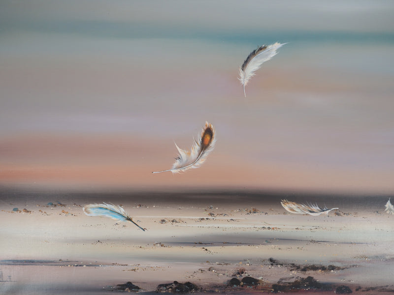 Bernard LOUEDIN : Légèreté, Plumes dans le vent, Tableau original (photo de détail 7) - Crédit photo : Galerie Art.Paris