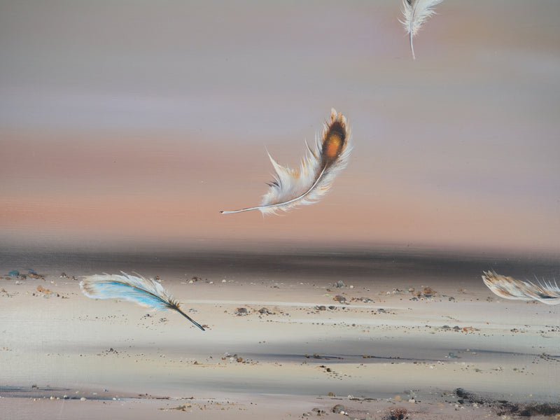 Bernard LOUEDIN : Légèreté, Plumes dans le vent, Tableau original (photo de détail 8) - Crédit photo : Galerie Art.Paris