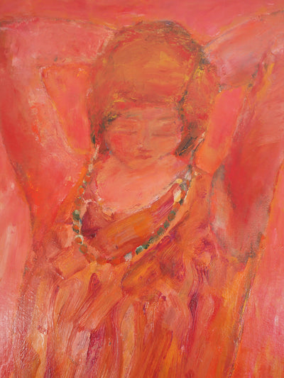 Pierre GARCIA-FONS : Jeune fille rouge au collier, Huile sur toile signée