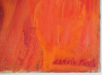 Pierre GARCIA-FONS : Jeune fille rouge au collier, Huile sur toile signée