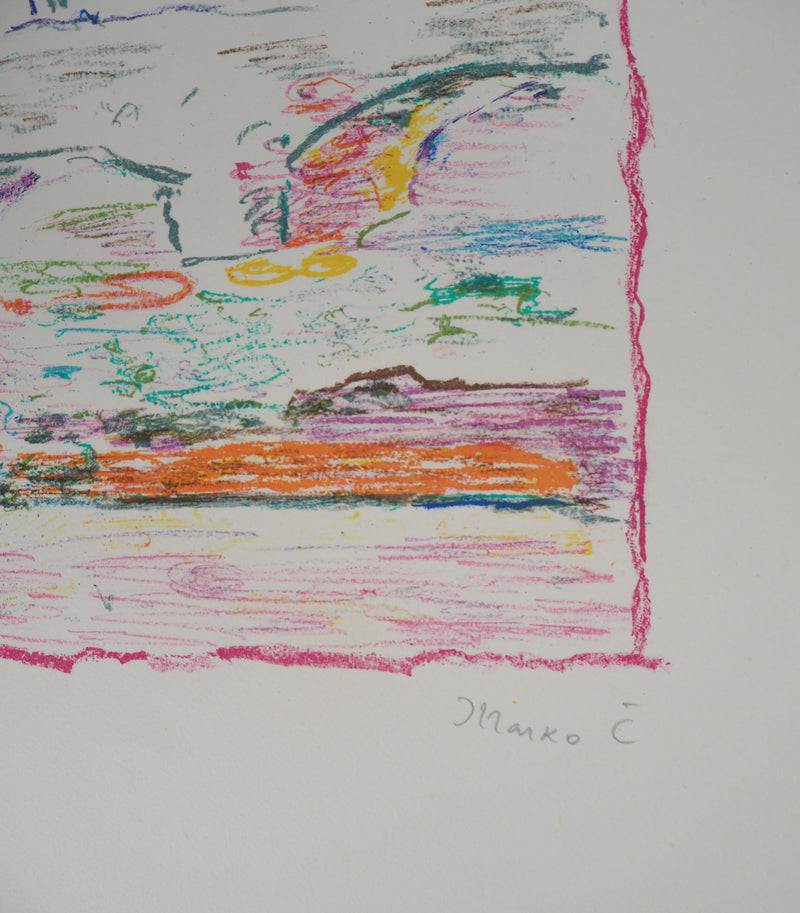 Marko CELEBONOVIC : Le pont des art, Lithographie originale (photo de détail 2) - Crédit photo : Galerie Art.Paris