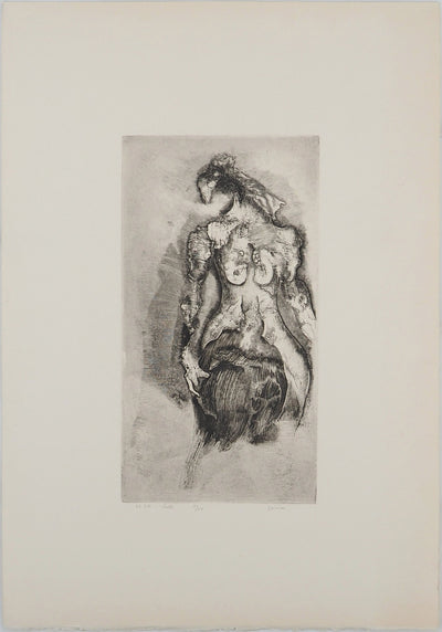 Roland SENECA : Figure féminine, Gravure originale (vue générale) - Crédit photo : Galerie Art.Paris