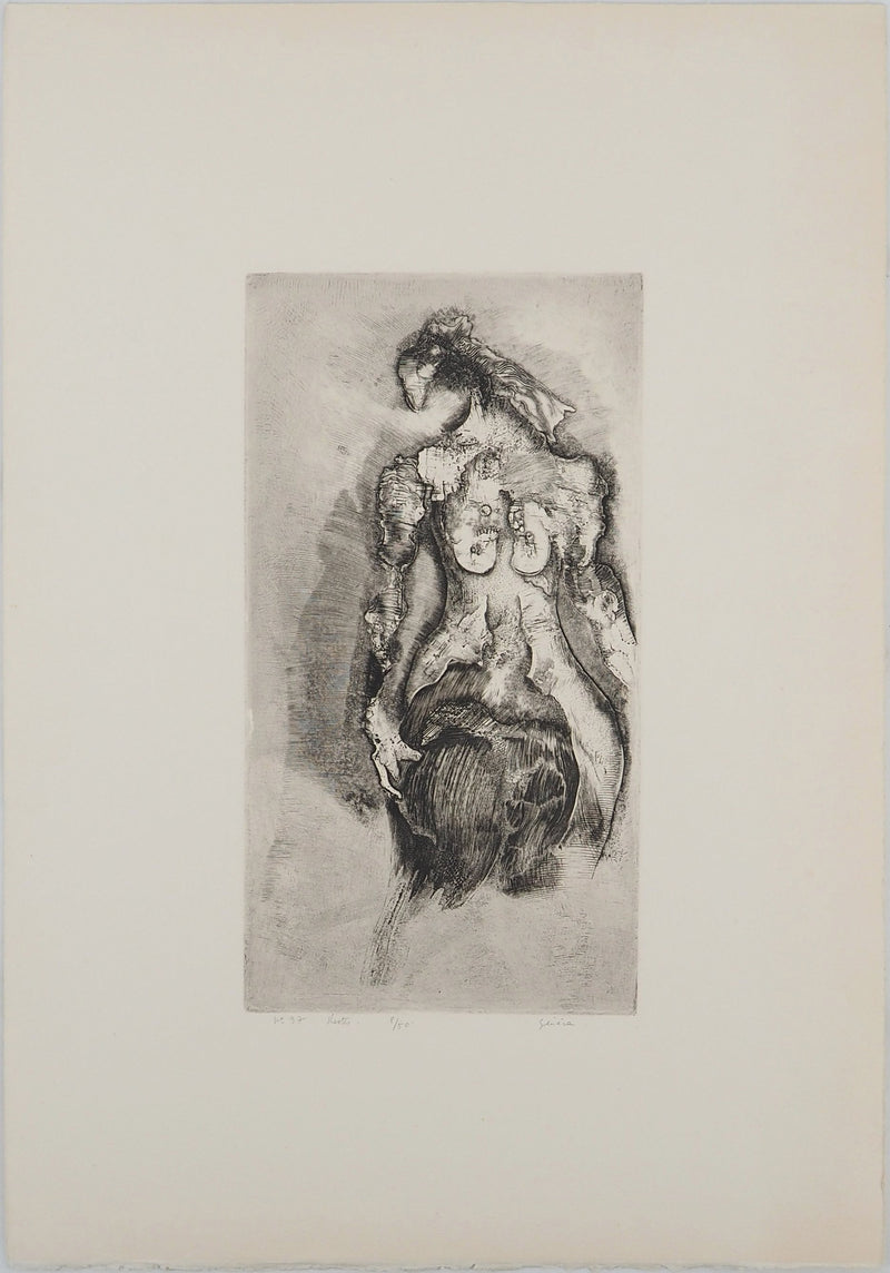 Roland SENECA : Figure féminine, Gravure originale (vue générale) - Crédit photo : Galerie Art.Paris