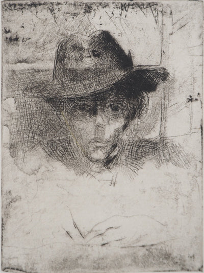 Bernard MARTELET : Portrait au chapeau, Gravure originale (photo de détail 4) - Crédit photo : Galerie Art.Paris