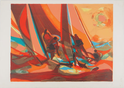 Marcel MOULY : Course à la voile, Lithographie originale (vue générale) - Crédit photo : Galerie Art.Paris