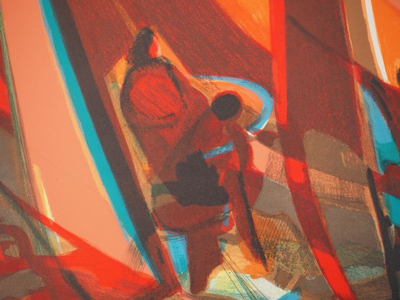 Marcel MOULY : Course à la voile, Lithographie originale (photo de détail 4) - Crédit photo : Galerie Art.Paris