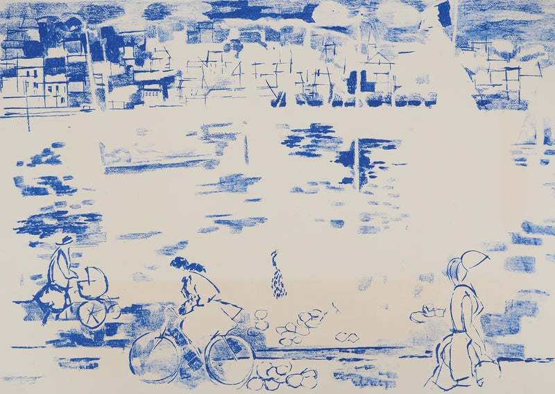 Emilio GRAU SALA : Promenade sur le port bleu, Lithographie originale (photo de détail 3) - Crédit photo : Galerie Art.Paris