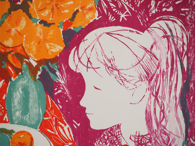 Emilio GRAU-SALA : Jeune fille au bouquet, Affiche originale (photo de détail 4) - Crédit photo : Galerie Art.Paris