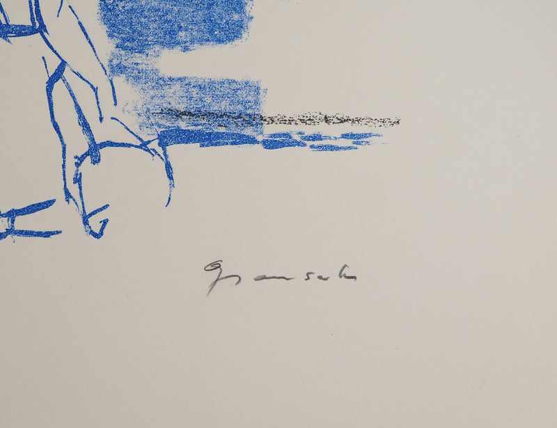 Emilio GRAU SALA : Promenade nocturne sur le port bleu, Lithographie originale (photo de détail 2) - Crédit photo : Galerie Art.Paris