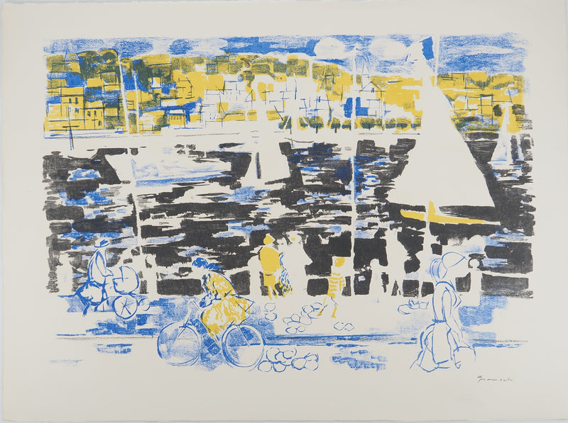 Emilio GRAU SALA : Matinée sur le port, Lithographie originale (vue générale) - Crédit photo : Galerie Art.Paris