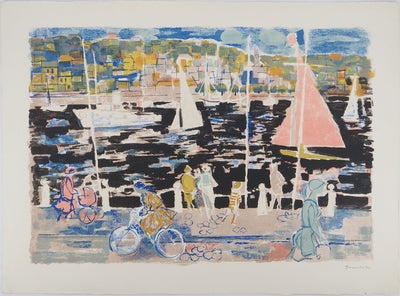 Emilio GRAU SALA : Après-midi sur le port,, Lithographie originale (vue générale) - Crédit photo : Galerie Art.Paris