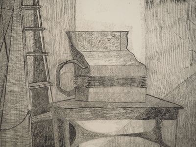Guy KROHG : Intérieur à l'échelle, Gravure originale (photo de détail 4) - Crédit photo : Galerie Art.Paris