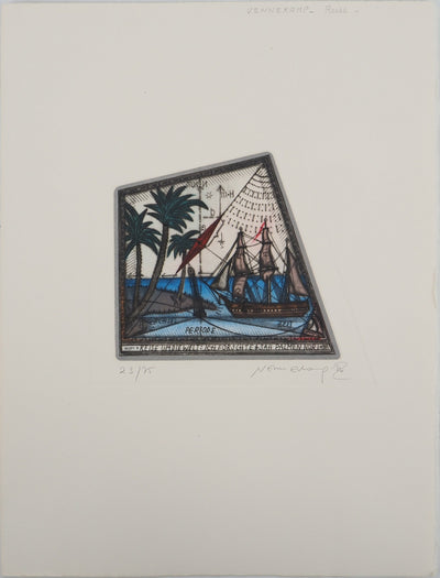 Johannes VENNEKAMP : Le tour du monde, Gravure originale (vue générale) - Crédit photo : Galerie Art.Paris