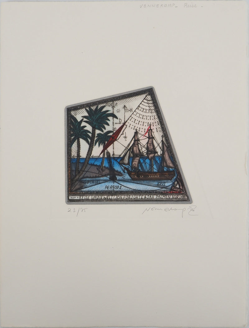 Johannes VENNEKAMP : Le tour du monde, Gravure originale (vue générale) - Crédit photo : Galerie Art.Paris