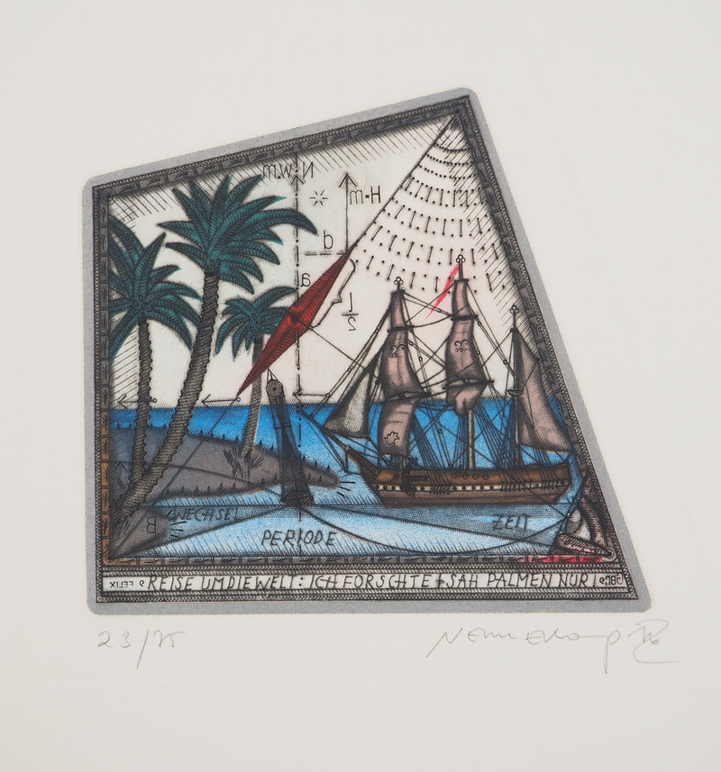 Johannes VENNEKAMP : Le tour du monde, Gravure originale (photo de détail 3) - Crédit photo : Galerie Art.Paris