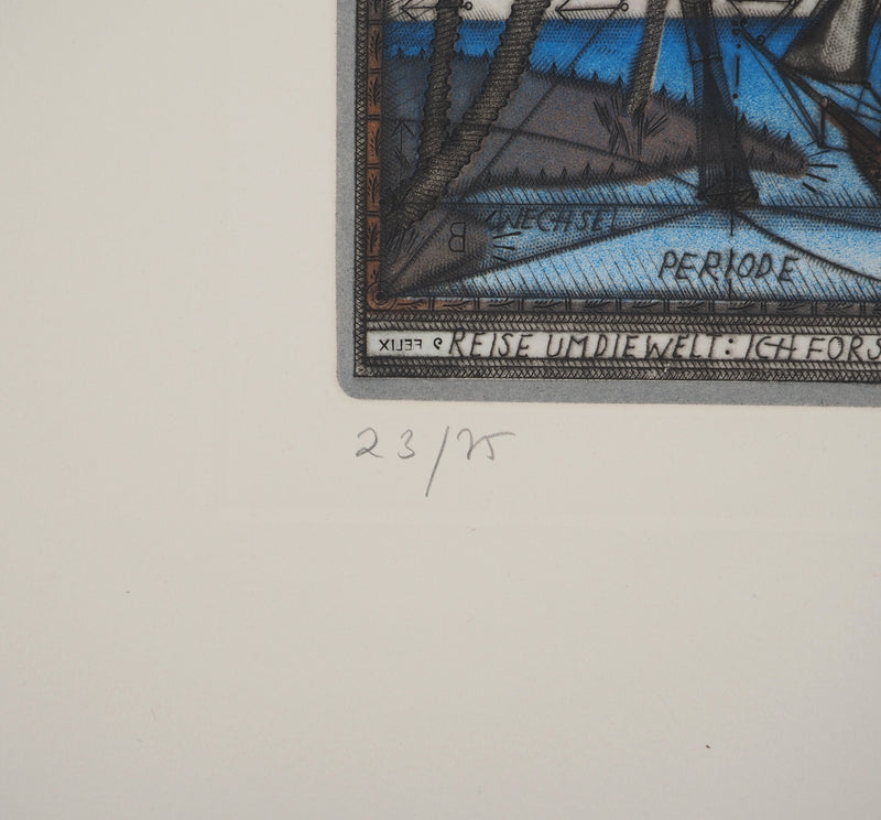 Johannes VENNEKAMP : Le tour du monde, Gravure originale (photo de détail 5) - Crédit photo : Galerie Art.Paris