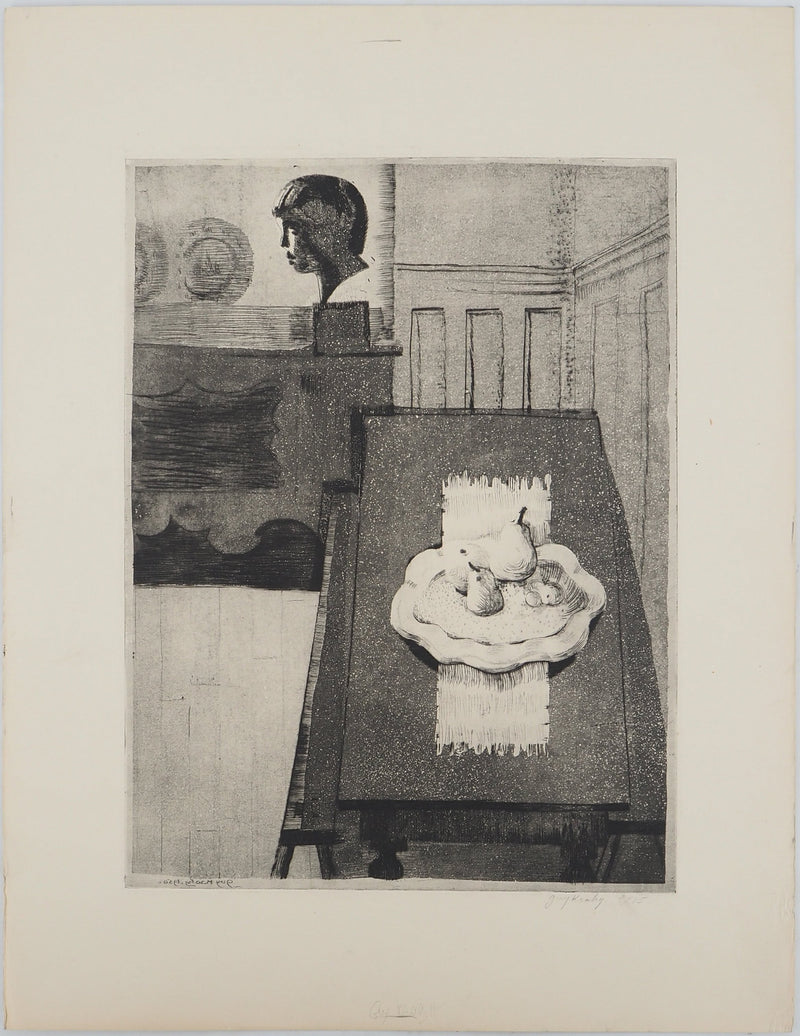Guy KROHG : Nature morte aux poires, Gravure originale (vue générale) - Crédit photo : Galerie Art.Paris