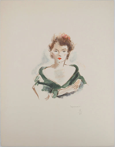 André DIGNIMONT : Femme au rouge à lèvre, Lithographie originale (vue générale) - Crédit photo : Galerie Art.Paris