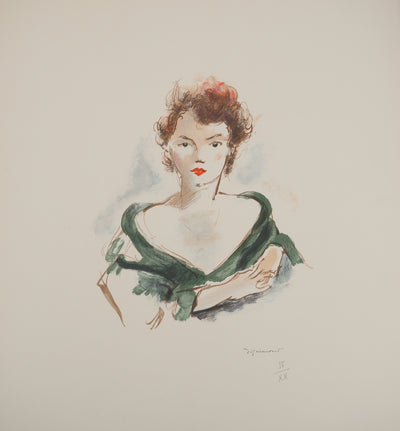 André DIGNIMONT : Femme au rouge à lèvre, Lithographie originale (photo de détail 3) - Crédit photo : Galerie Art.Paris