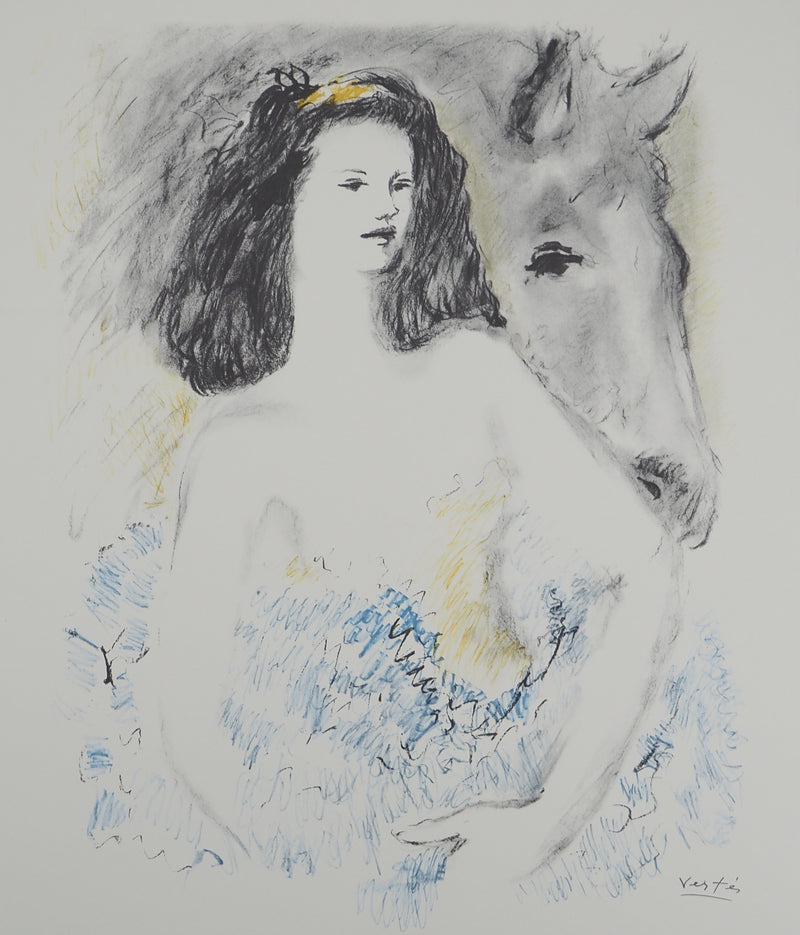 Marcel VERTES : La jeune fille et son cheval, Lithographie originale (photo de détail 3) - Crédit photo : Galerie Art.Paris