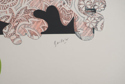 Isabel BAILLEN : La cueillette à la pomme, Lithographie originale (photo de détail 2) - Crédit photo : Galerie Art.Paris