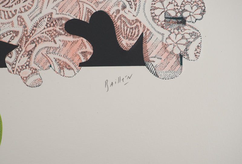Isabel BAILLEN : La cueillette à la pomme, Lithographie originale (photo de détail 2) - Crédit photo : Galerie Art.Paris