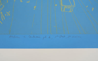 Pierre COLLIN : L'atelier à Conleau en bleu, 1er état, 2e version, Gravure originale (photo de détail 8) - Crédit photo : Galerie Art.Paris