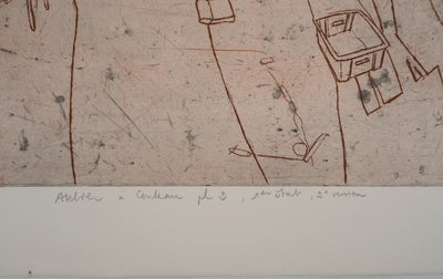 Pierre COLLIN : L'atelier à Conleau, 1er état, 2e version, Gravure originale (photo de détail 7) - Crédit photo : Galerie Art.Paris