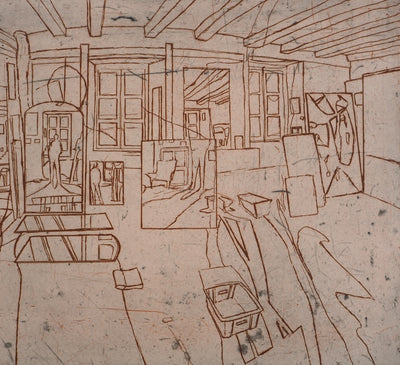 Pierre COLLIN : L'atelier à Conleau, 1er état, 2e version, Gravure originale (photo de détail 5) - Crédit photo : Galerie Art.Paris
