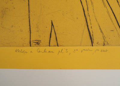 Pierre COLLIN : L'atelier à Conleau en jaune, 2e version, 1er état, Gravure originale (photo de détail 8) - Crédit photo : Galerie Art.Paris