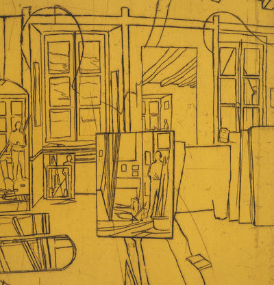 Pierre COLLIN : L'atelier à Conleau en jaune, 2e version, 1er état, Gravure originale (photo de détail 6) - Crédit photo : Galerie Art.Paris