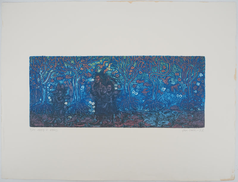 PAK DONG-IL : Dans la forêt bleue, Gravure originale (photo de détail 3) - Crédit photo : Galerie Art.Paris