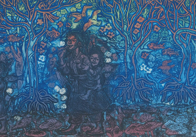 PAK DONG-IL : Dans la forêt bleue, Gravure originale (photo de détail 4) - Crédit photo : Galerie Art.Paris