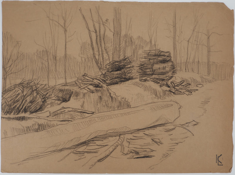 Léopold Franz KOWALSKI : Paysage, c, Dessin original (vue générale) - Crédit photo : Galerie Art.Paris