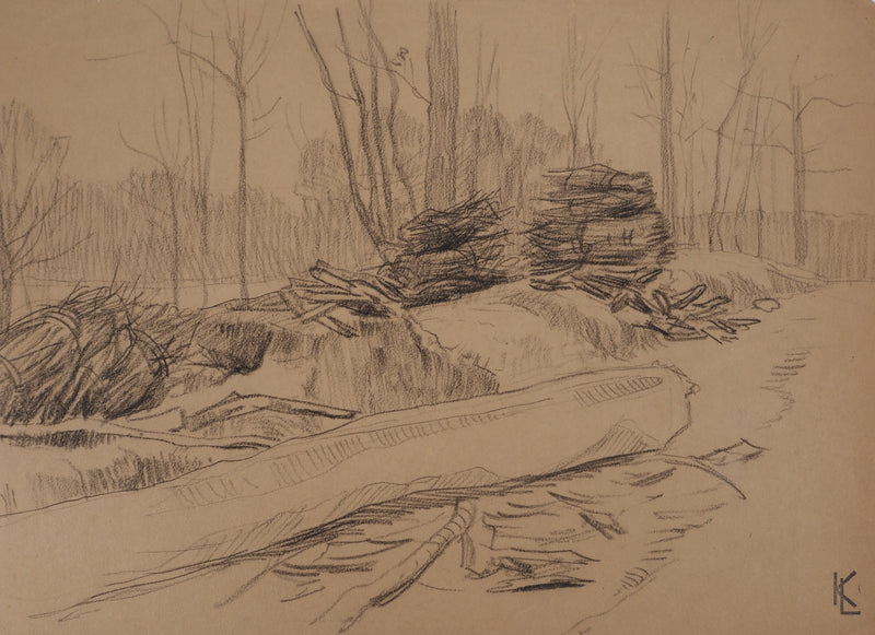 Léopold Franz KOWALSKI : Paysage, c, Dessin original (photo de détail 2) - Crédit photo : Galerie Art.Paris