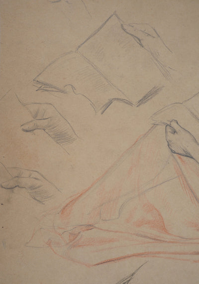 Léopold Franz KOWALSKI : La lecture, c, Dessin original (photo de détail 6) - Crédit photo : Galerie Art.Paris