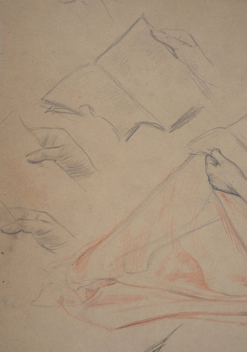 Léopold Franz KOWALSKI : La lecture, c, Dessin original (photo de détail 6) - Crédit photo : Galerie Art.Paris