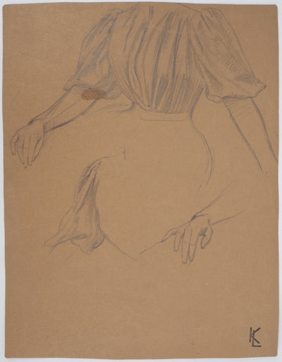 Léopold Franz KOWALSKI : Drapé d'un bustier de robe, c, Dessin original (vue générale) - Crédit photo : Galerie Art.Paris