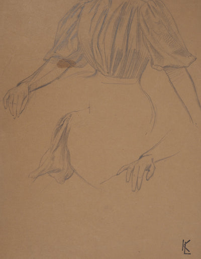 Léopold Franz KOWALSKI : Drapé d'un bustier de robe, c, Dessin original (photo de détail 2) - Crédit photo : Galerie Art.Paris