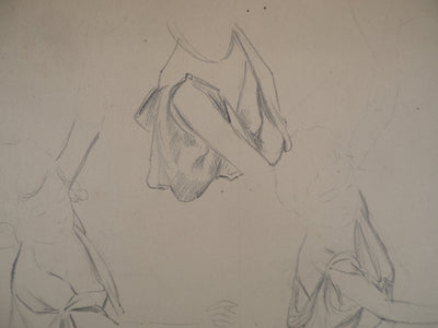Léopold Franz KOWALSKI : Étude du drapé de robe en mouvement, c, Dessin original (photo de détail 5) - Crédit photo : Galerie Art.Paris