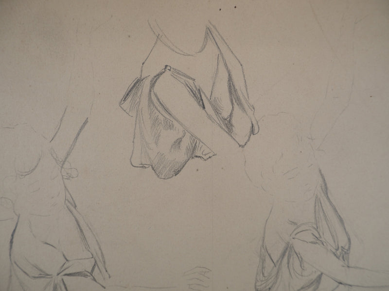 Léopold Franz KOWALSKI : Étude du drapé de robe en mouvement, c, Dessin original (photo de détail 5) - Crédit photo : Galerie Art.Paris